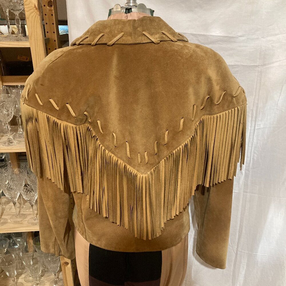 Women's Suede Fringe Jacket - Tan